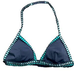 Victorias Secret Swim Triangle Bikini Top - Black/Turquoise S‎